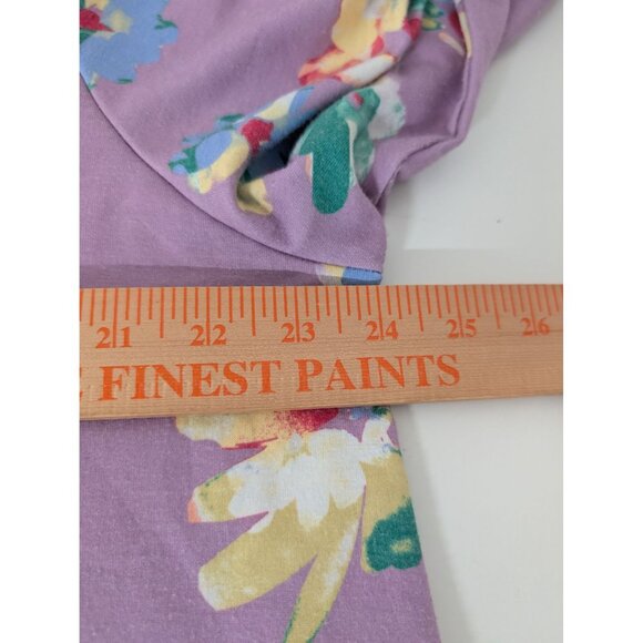LOGO Lounge Floral Shirt Womens Size XL Purple Stretch V Neck French Terry Top - Picture 9 of 10